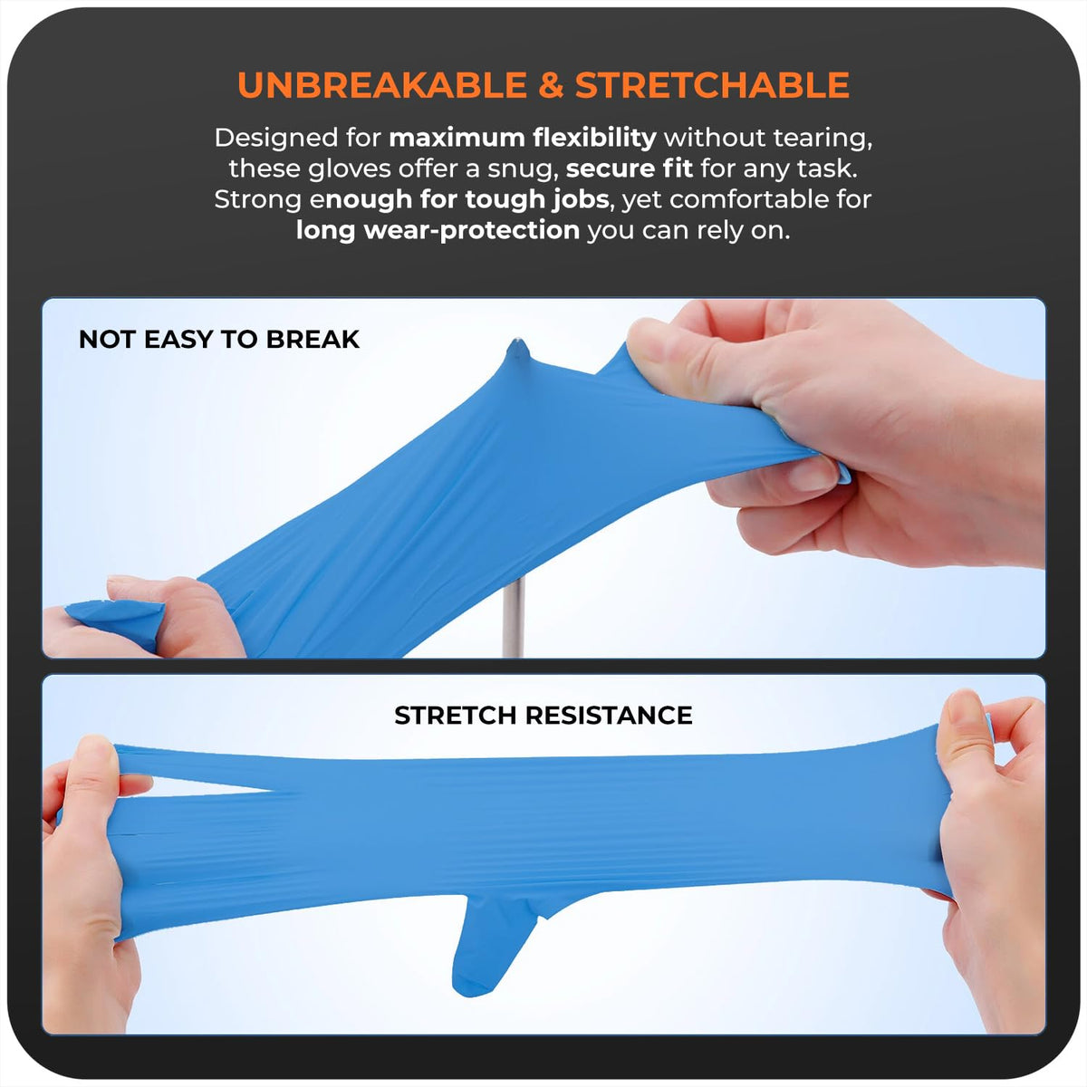 The Real Touch Disposable Gloves, Powder Free, Latex Free, Blue Vinyl Gloves Comfortable Fit, Suitable for Food Handling, Cleaning & Multi-Purpose Use