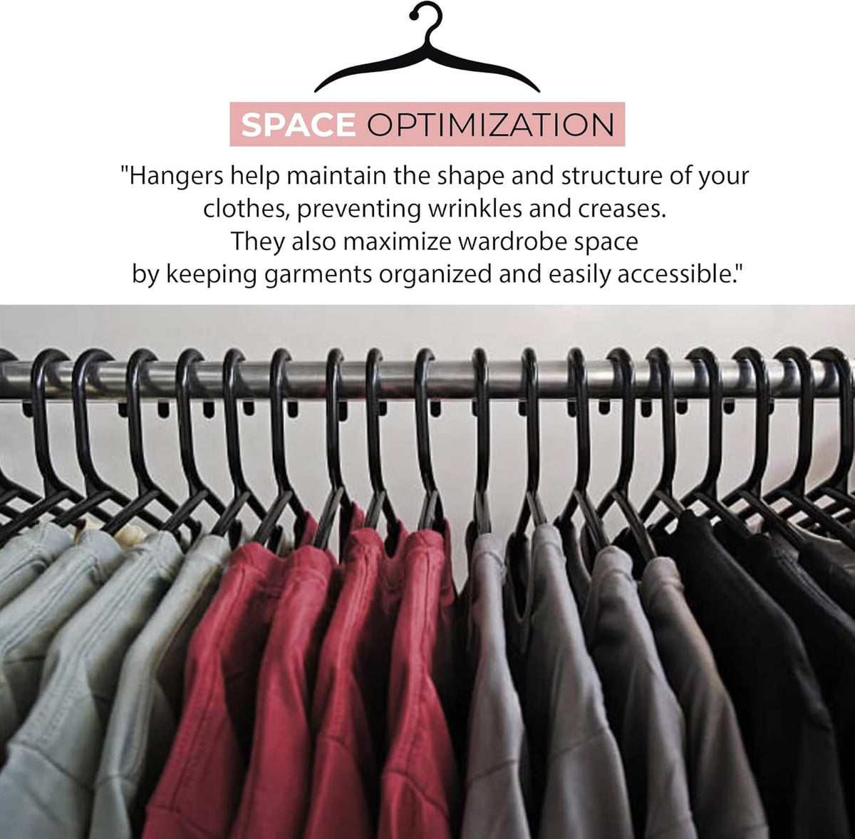 Roe Tenpo Coat Hangers, | Adult Plastic Clothes Hangers for Clothes | Durable & Lightweight | Non-Slip, Space-Saving Design for Shirts, Jackets, Trousers & More
