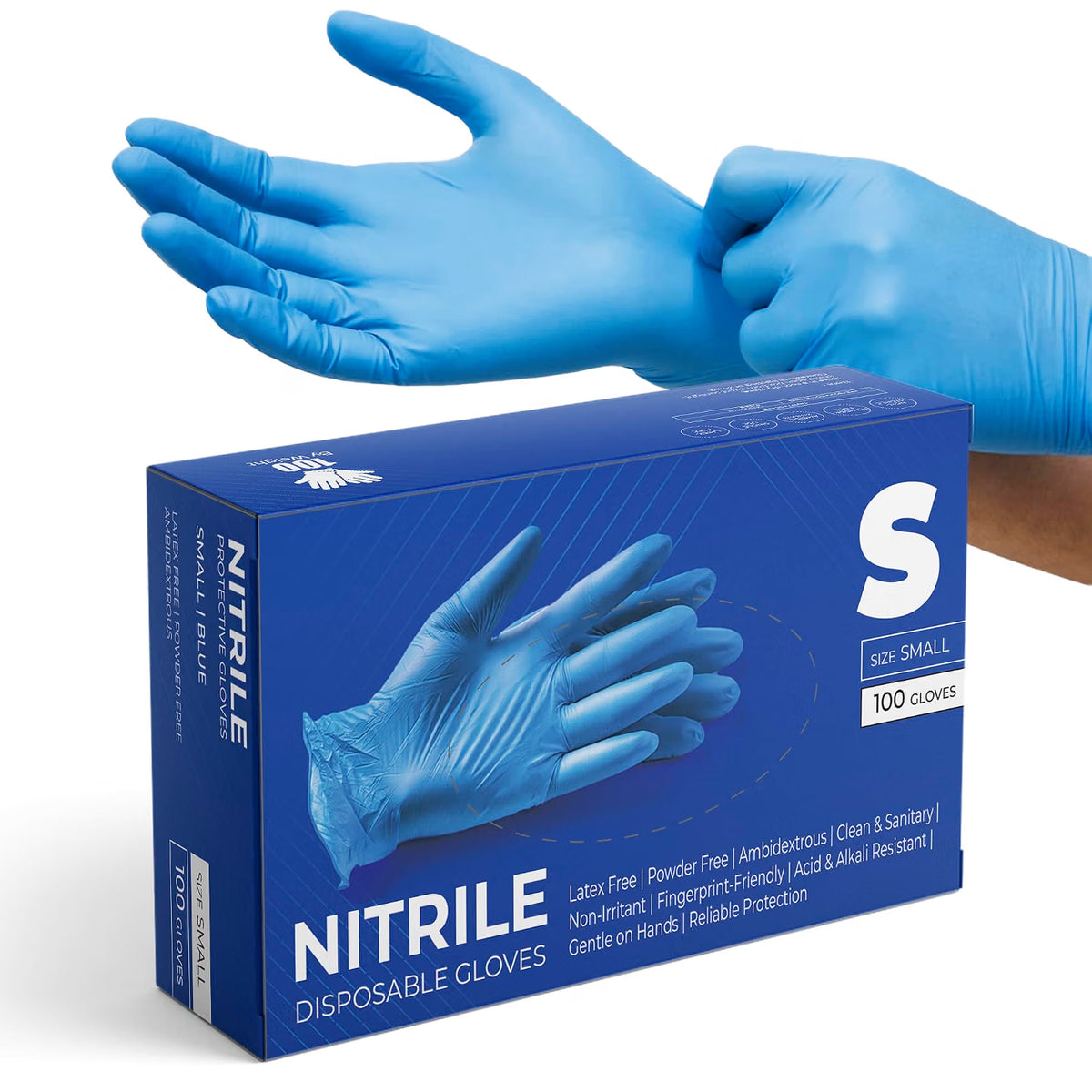 Glovein Disposable Gloves, Blue Nitrile Gloves, Powder-Free, Latex-Free, Strong with Textured Grip, Multipurpose for Food Handling, Cleaning, Automotive & DIY