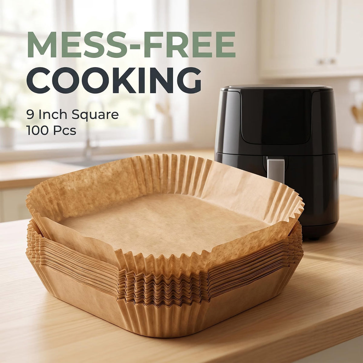 Scott 11 Air Fryer Liners, 100 PCS, Parchment Paper, Non-Stick & Greaseproof Disposable Baking Paper Liners