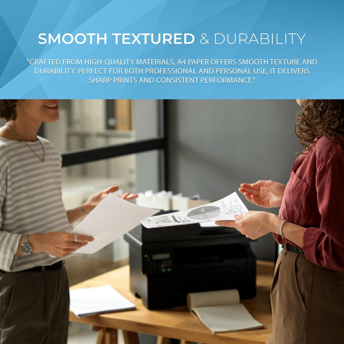 Roe Tenpo A4 Printer Paper, Smooth White Paper Finish, Compatible with Inkjet & Laser Printers - Ideal for Home & Office Use, Copying, Printing Flyers, Reports, and More