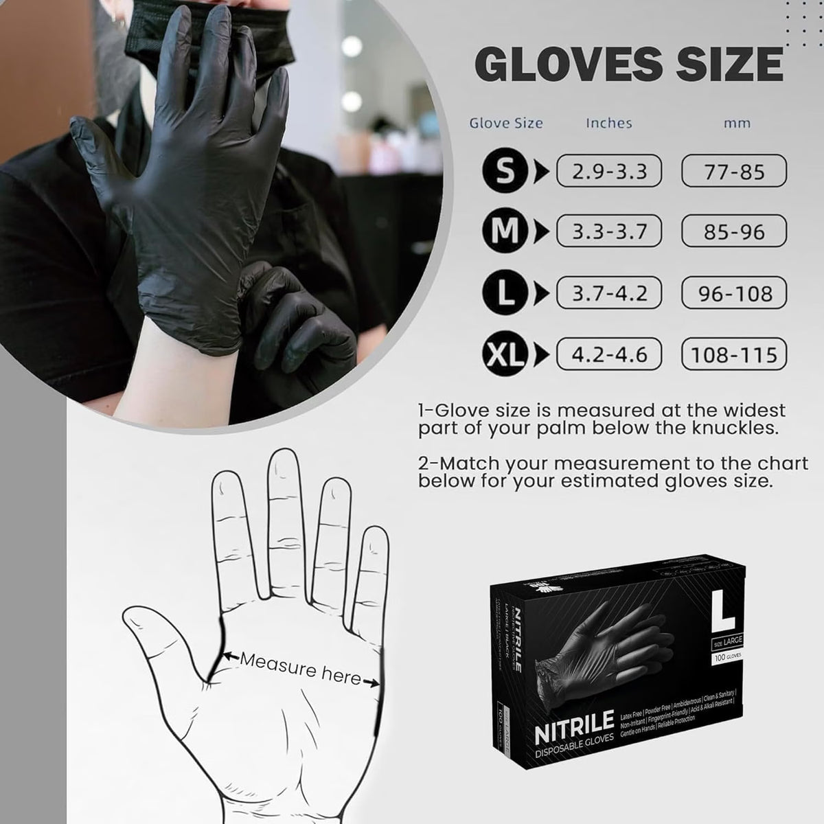 The Real Touch Black Nitrile Multi-Purpose Disposable Gloves, Powder Free, Disposable, Extra Strong
