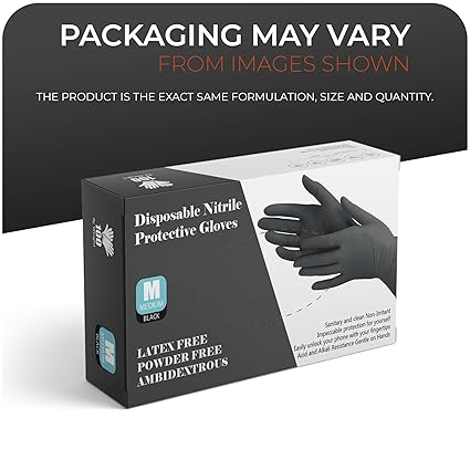 Black Nitrile Disposable Gloves - Latex-Free, Powder-Free
