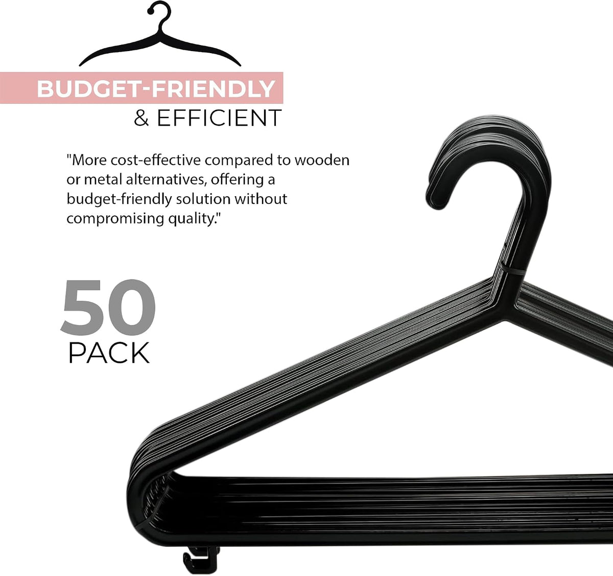 Roe Tenpo Coat Hangers, | Adult Plastic Clothes Hangers for Clothes | Durable & Lightweight | Non-Slip, Space-Saving Design for Shirts, Jackets, Trousers & More