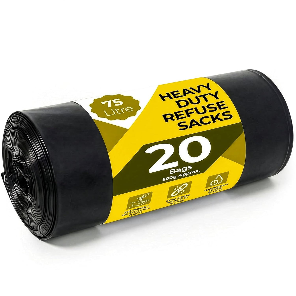 Scott 11 Black Bin Bags, 75L, 30 Microns – Leak-Proof, Strong Plastic Bin Liners – Refuse Sacks Ideal for Kitchen, Home, DIY & Garden, Household, Office & Catering