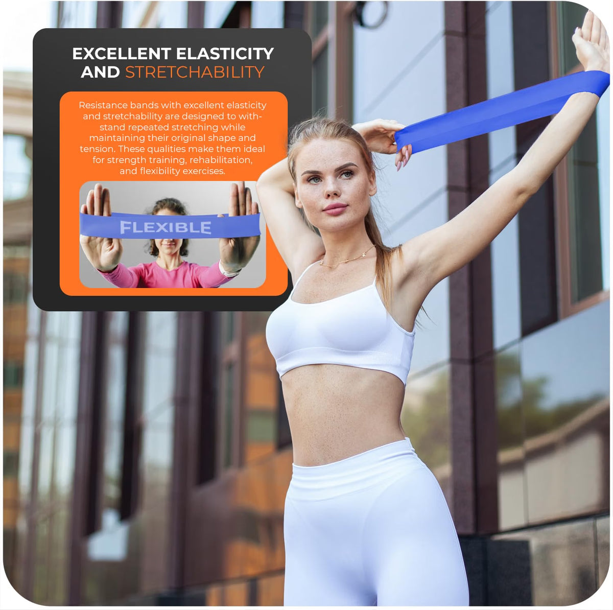 Active 100 Resistance Bands, Set of 5 Different Levels, Exercise Band for Home Gym, Training and Yoga with Carrying Bag