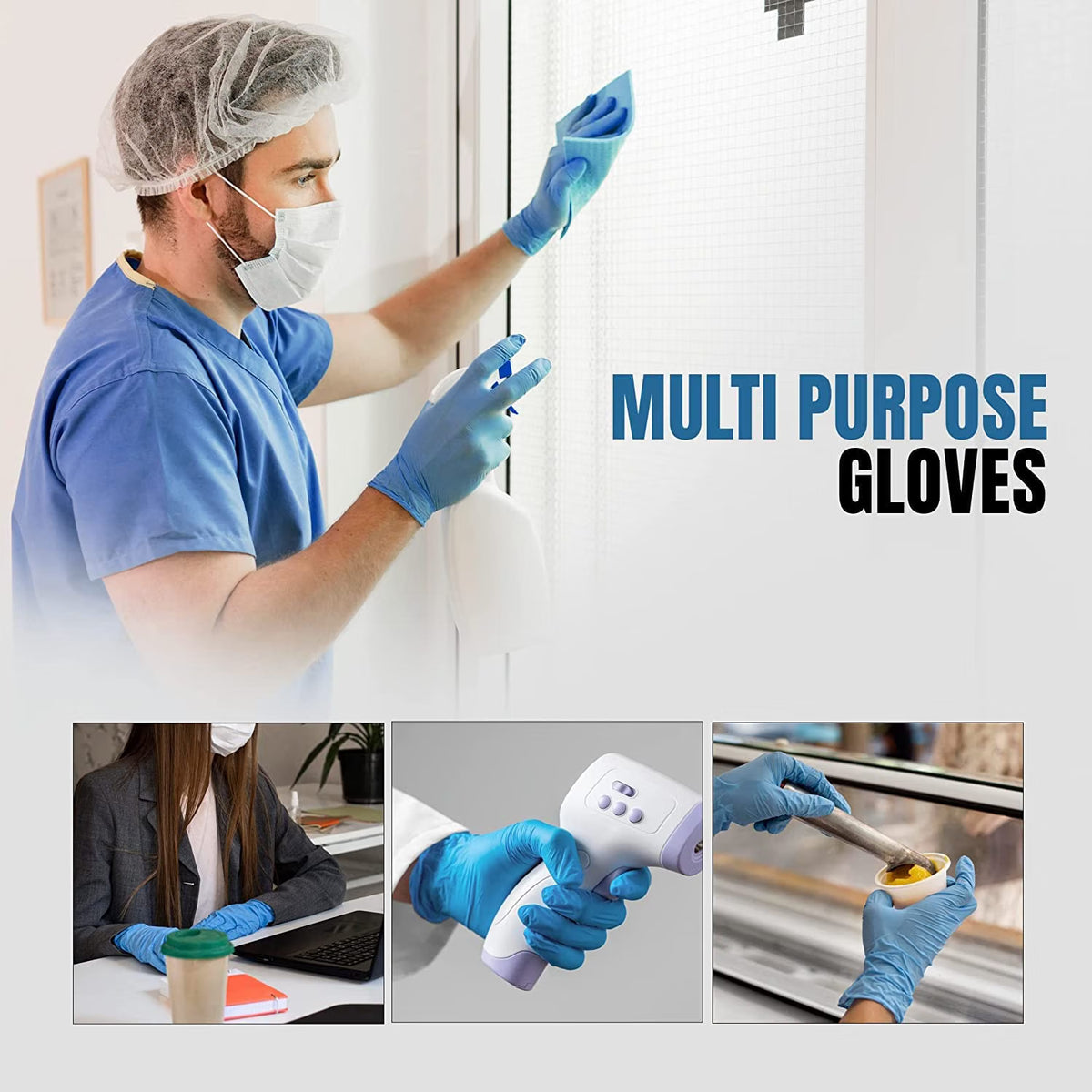 PRAIMA Surgicals Powder Free Nitrile Gloves, Food Grade, Hand Disposable Gloves