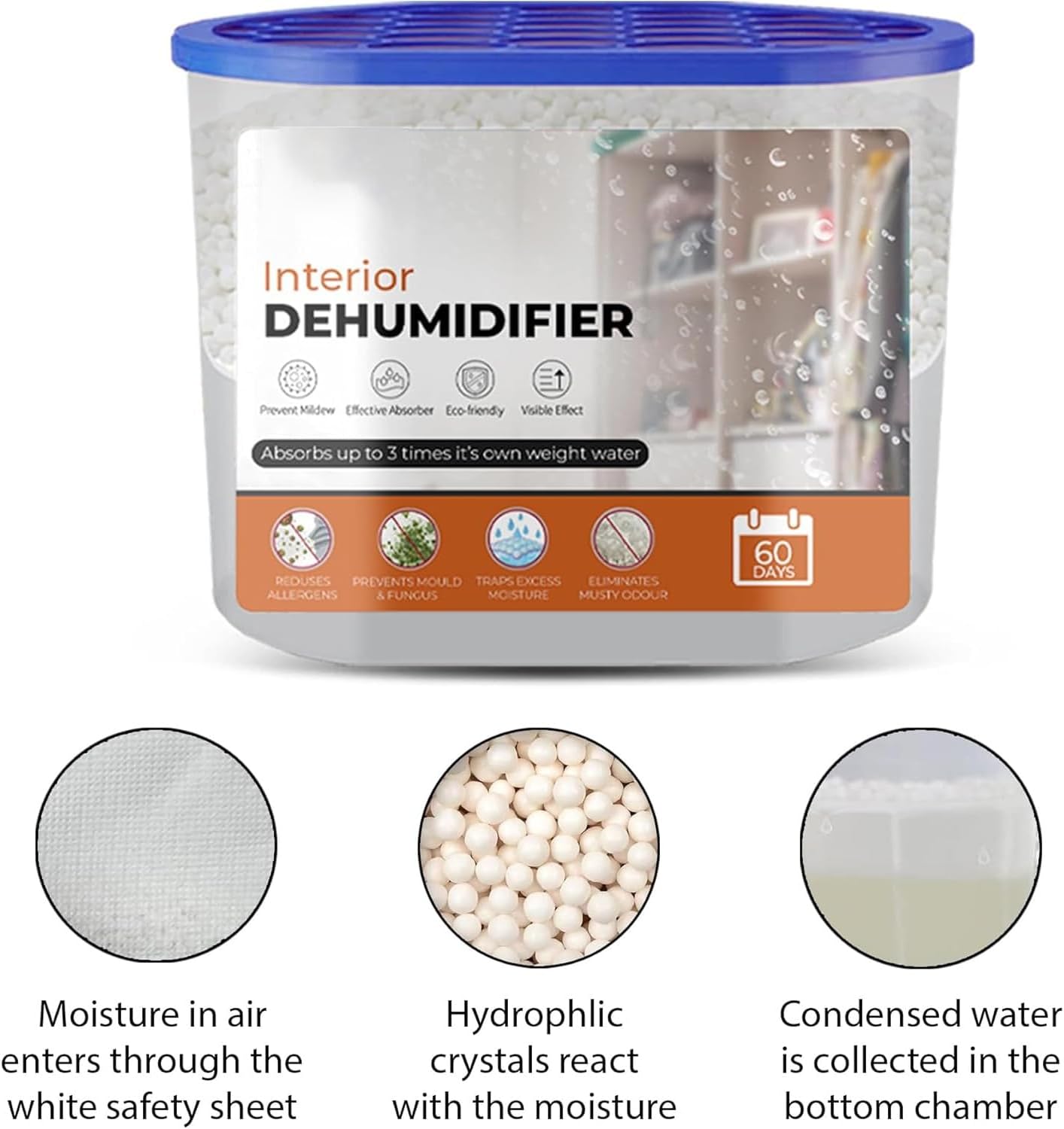 Roe Tenpo Dehumidifier 500ml, Pack Of 5 Moisture Absorbers Condensation Remover Dehumidifiers For home