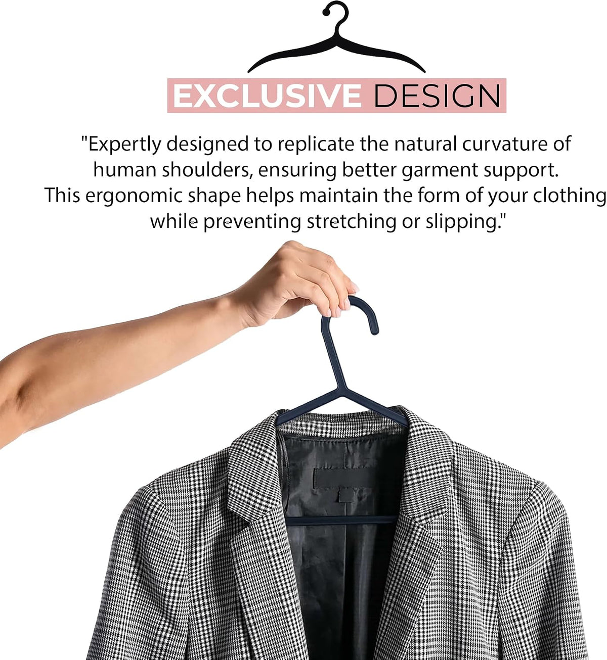 Roe Tenpo Coat Hangers, | Adult Plastic Clothes Hangers for Clothes | Durable & Lightweight | Non-Slip, Space-Saving Design for Shirts, Jackets, Trousers & More