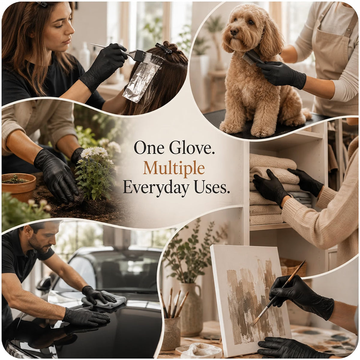 PurGlove Black Vinyl Disposable Gloves, Powder Free & Latex Free, Food Grade Multi-Purpose Gloves for Food Handling, Cooking, Cleaning, Beauty & Household use
