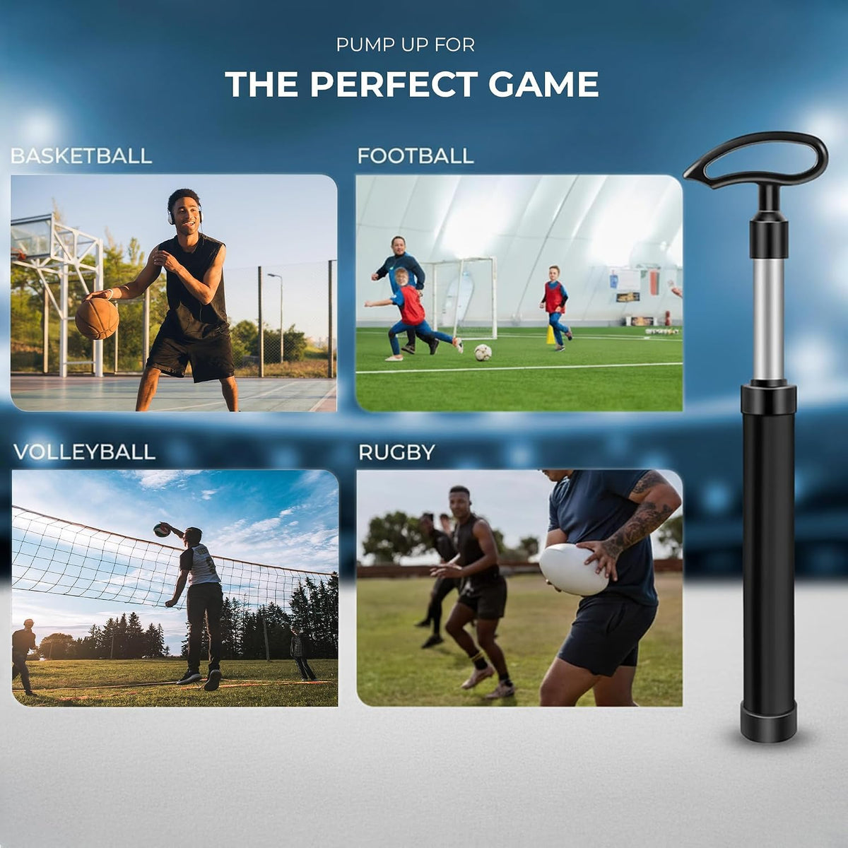 Scott 11 Ball Pump with 5 Needles, 2 Conical Plastic Nozzles & 1 Flexible Rubber Extension Hose, Suitable for Footballs, Basketballs, Volleyballs, Rugby Balls and More