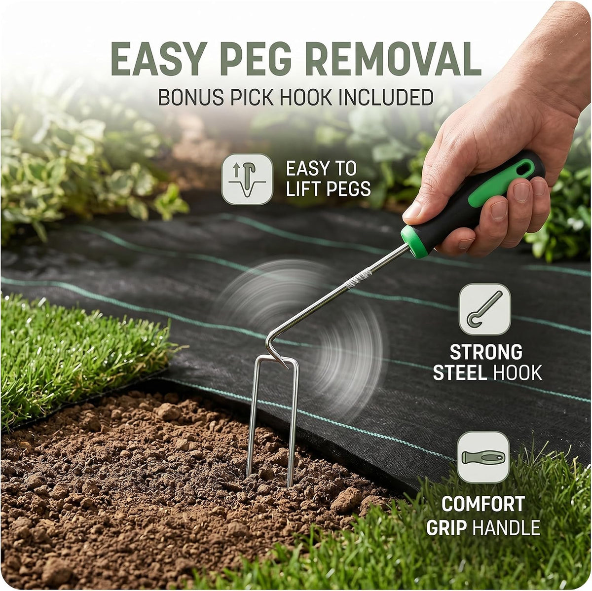 Roe Tenpo Weed Membrane Pegs, 15 cm, U-Shaped Heavy-Duty Sharp Beveled Ends Garden Stakes for Camping, Weed Control Membrane, Artificial Grass, Netting & Landscape Fabric (50 Pack)