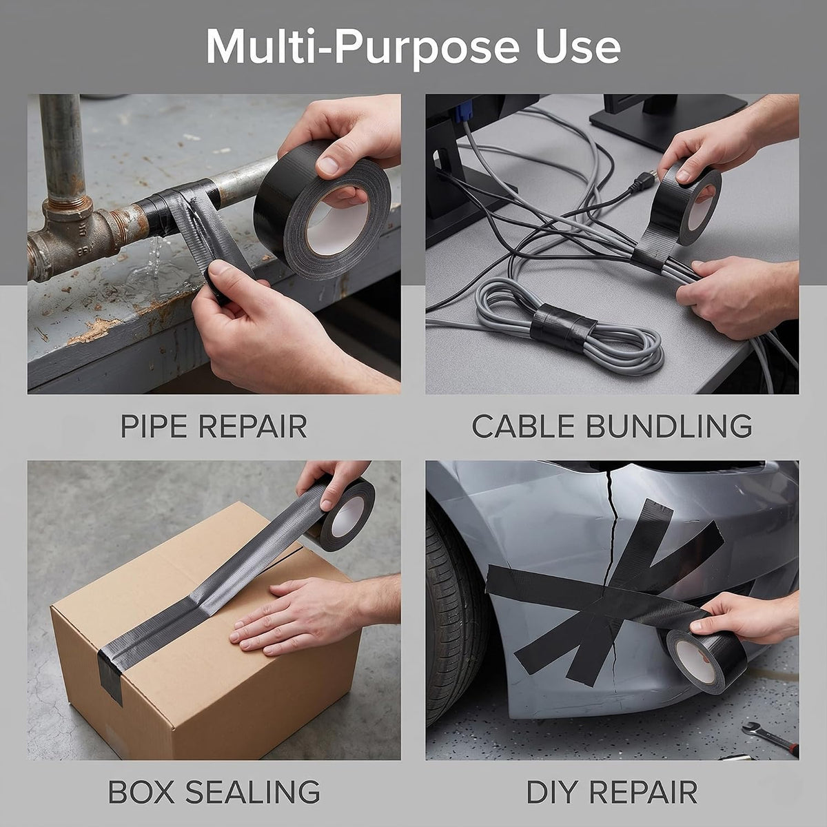 Stick Well Duct Tape, Silver 48mm x 50m, Heavy Duty Gaffer Tape | Strong Waterproof Adhesive | Hand Tearable | Multi-Purpose for Repairs, DIY, Sealing & Packaging | Indoor & Outdoor Use
