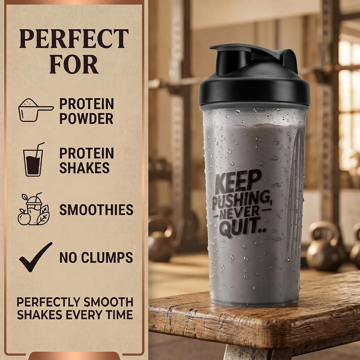 Active 100 Protein Shaker Bottle 600ml, Leakproof with Stainless Steel Wire Mixing Ball, BPA-Free, Dishwasher Safe Gym Shaker for Protein Shakes, Smoothies, Pre-Workout & Supplements