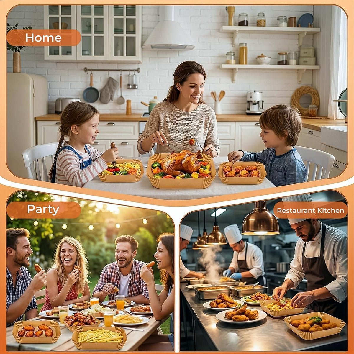Roe Tenpo Air Fryer Liners, 100Pcs Disposable Baking Parchment Paper, Non-Stick & Greaseproof, Air Fryer Accessories for Ninja AF300UK AF400UK, Salter, Tower and Other Dual Zone Air Fryer