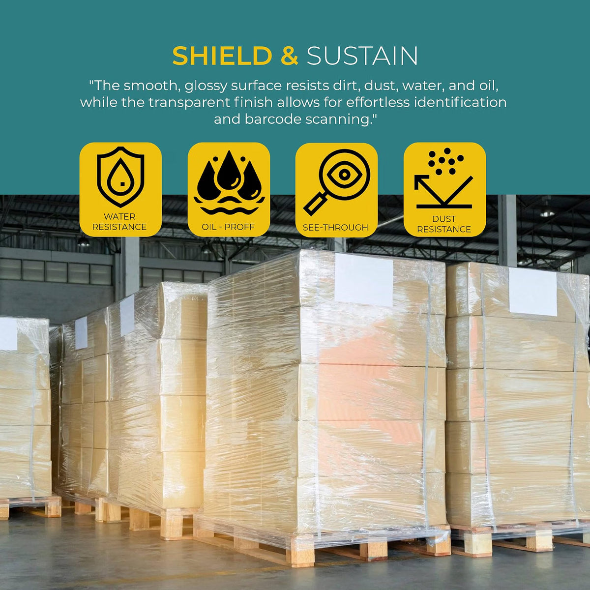 Stick Well Shrink Wrap Roll - 400mm x 250m, Strong & Durable, Stretchable, Water & Moisture Resistant, Industrial-Grade Cling Film, for Luggage, Pallet Wrapping & Packaging (Clear, 1 Roll)