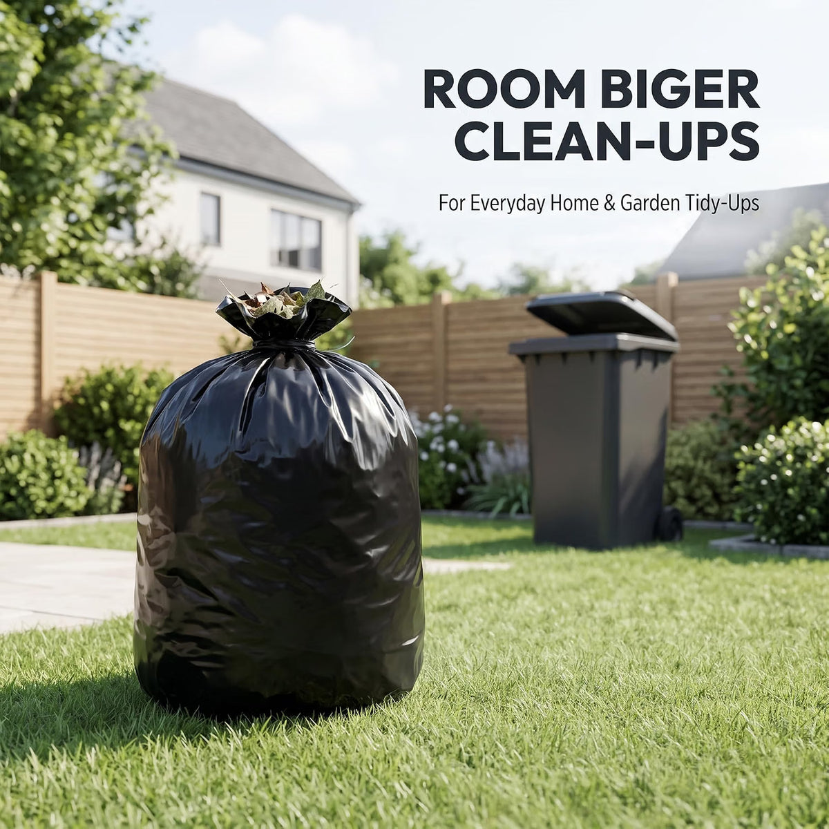 EasyBin Black Bin Bags, 50 Count, Strong & Durable Bin Liners Heavy Duty Bin Bags, Easy Tear Roll, Recycled, Refuse Sacks for Household, Garden Tidy-Up, Garage, Office & General Waste