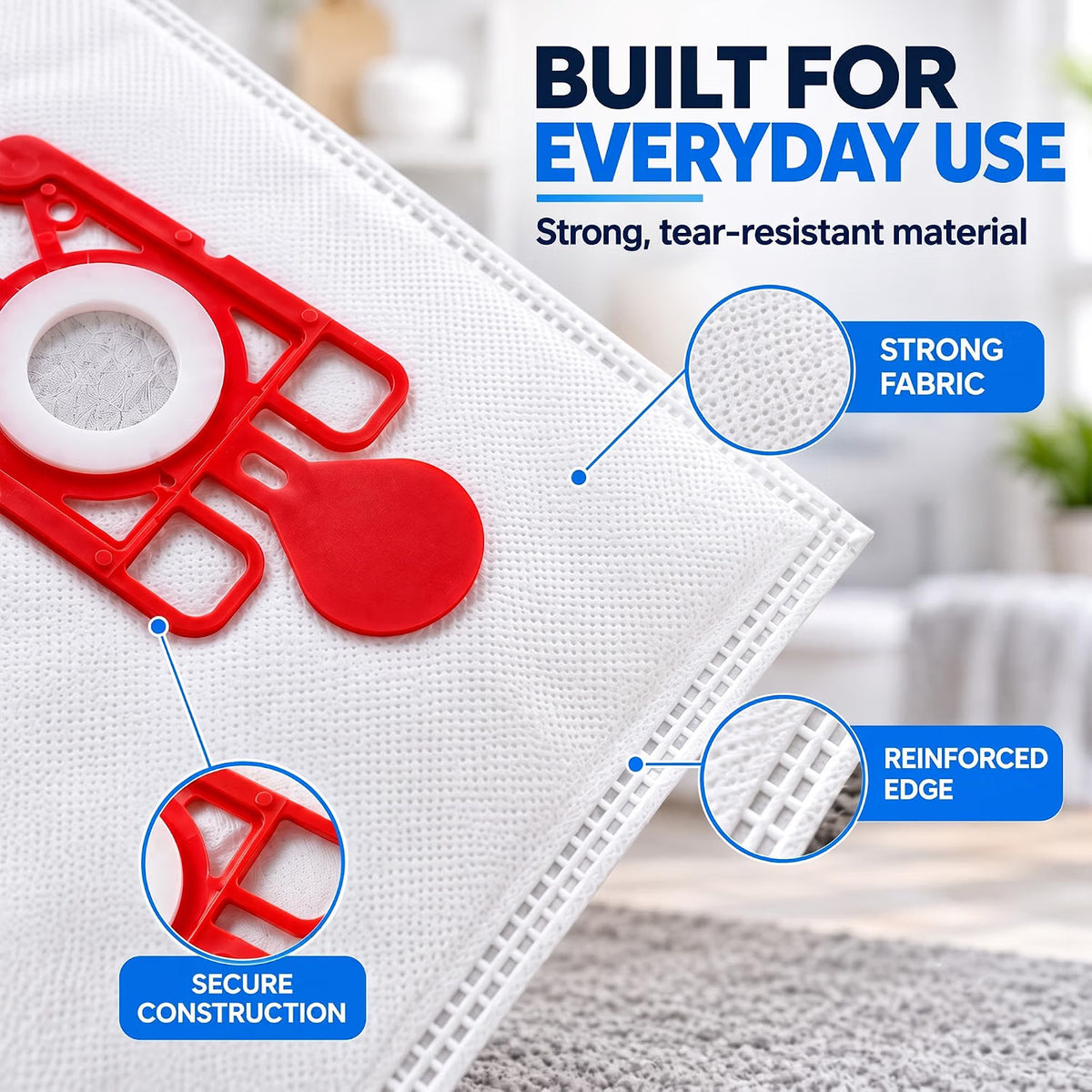 Mr.DIY Hoover Vacuum Bags 10 Pack Compatible with Henry, Hetty, Numatic & James, NVM-1CH Type, 3-Layer High Filtration Dust Bags, Self-Sealing, Easy Dust Disposal