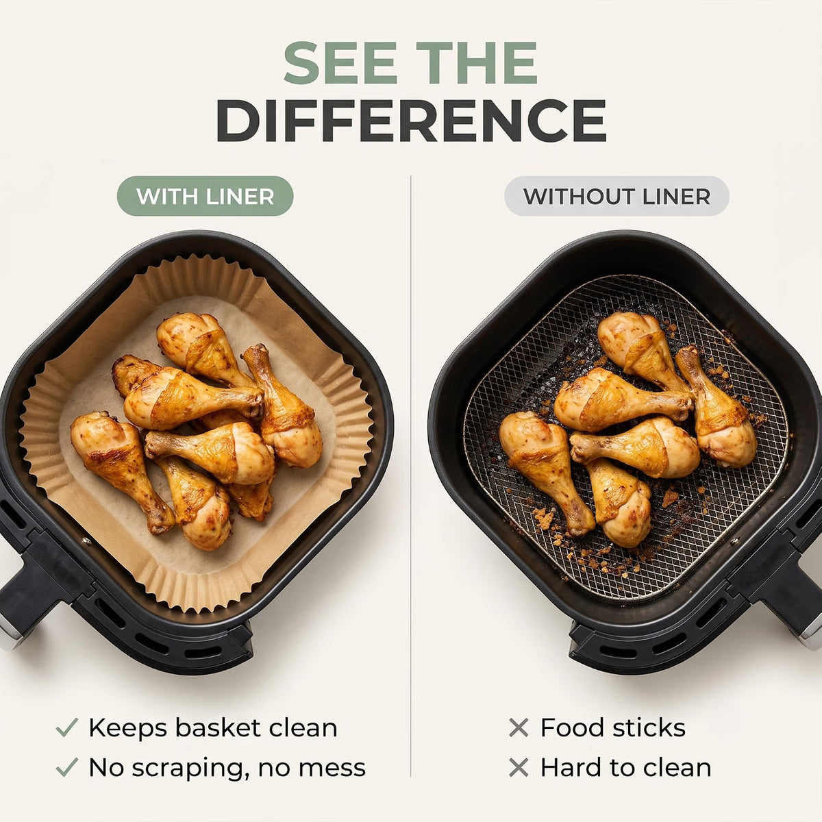 Scott 11 Air Fryer Liners, 100 PCS, Parchment Paper, Non-Stick & Greaseproof Disposable Baking Paper Liners