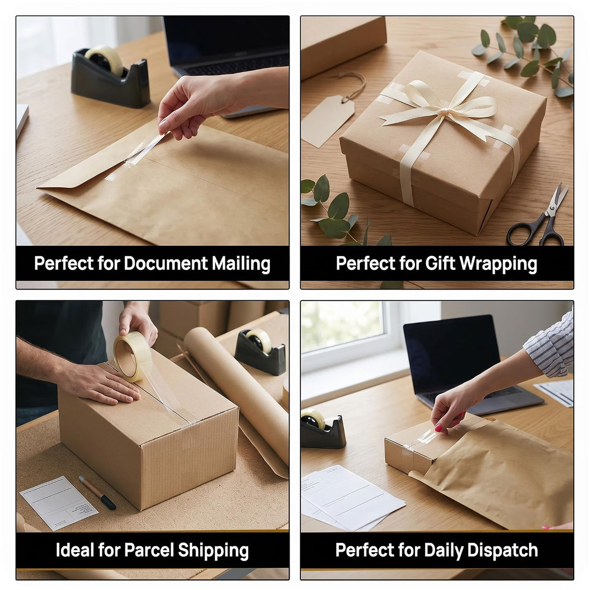 Stick Well Clear Cellotape, 6 Rolls, 24mm x 40m, 45 Micron Strong & Durable, Easy Tear, No Residue, Ideal Clear Packing Tape for Small Parcel, Gift Wrapping, Crafts, Home & Office