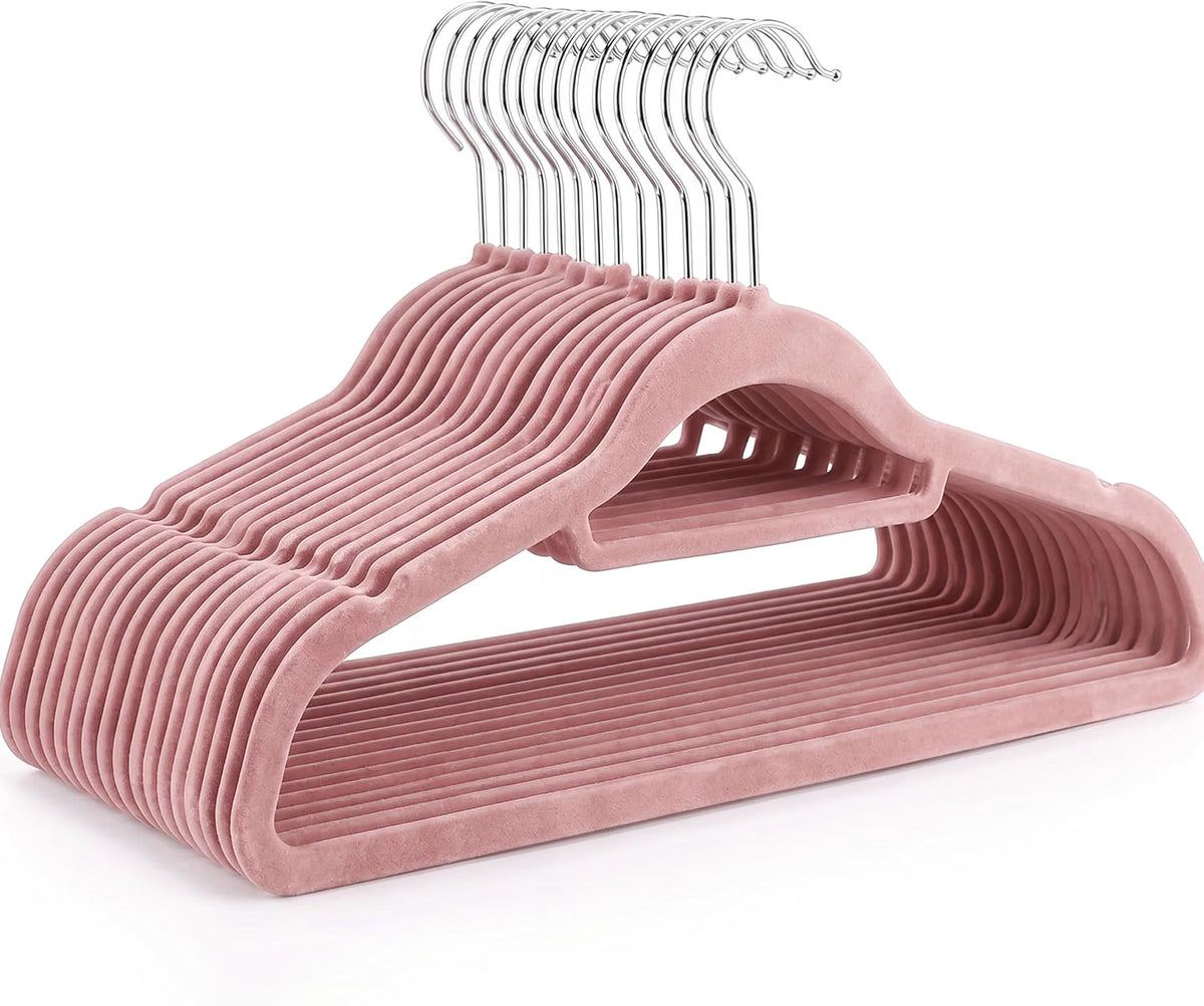 Housezy Coat Hangers, 20 Pack, Non-Slip Velvet Hangers for Clothes with Tie Bar & 360° Rotating Hook, Strong & Durable, Slim Space Saving Design for Coats, Shirts, Jackets & Trousers
