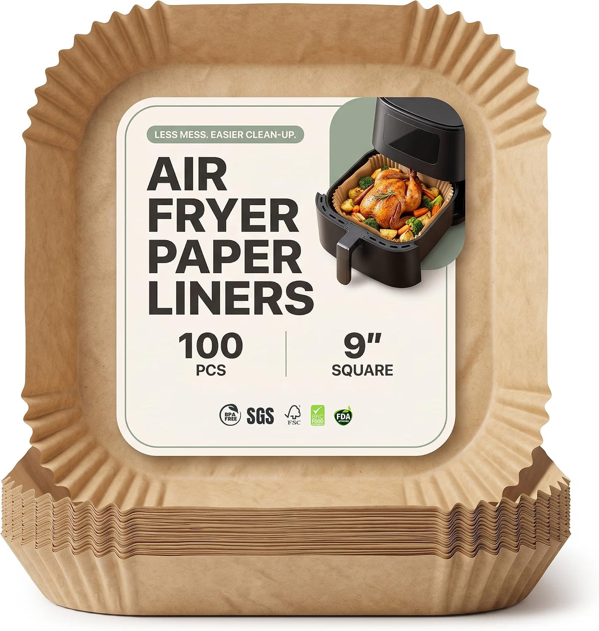 Scott 11 Air Fryer Liners, 100 PCS, Parchment Paper, Non-Stick & Greaseproof Disposable Baking Paper Liners