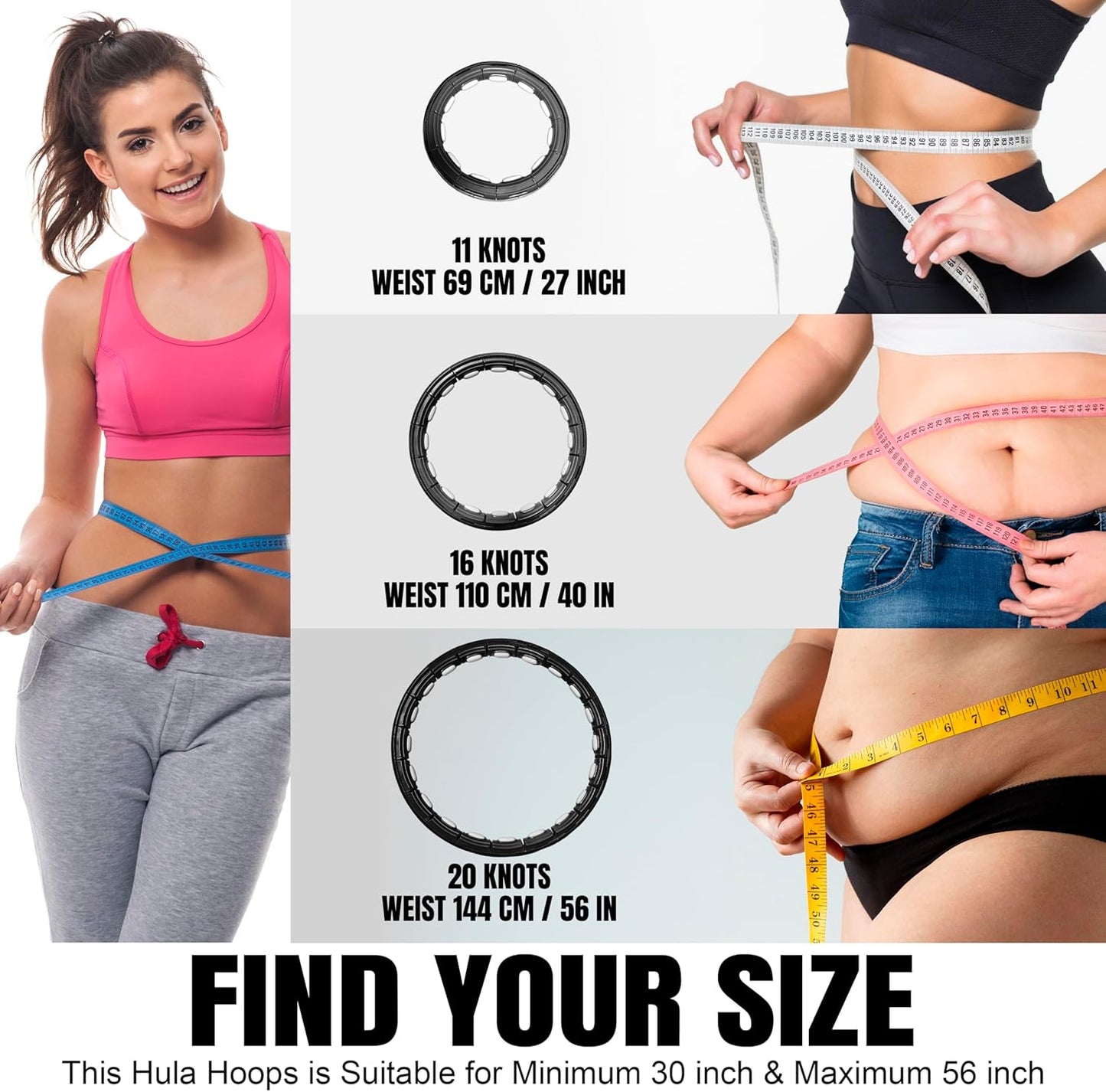 Active 100 Smart Weighted Hula Hoop For Adults, Detachable Fitness Ring With 360 Degree Auto-Spinning Ball Massage
