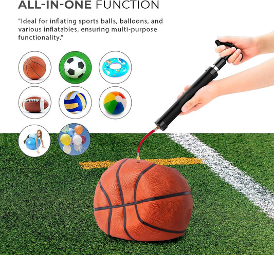 Scott 11 Ball Pump with 5 Needles, 2 Conical Plastic Nozzles & 1 Flexible Rubber Extension Hose, Suitable for Footballs, Basketballs, Volleyballs, Rugby Balls and More