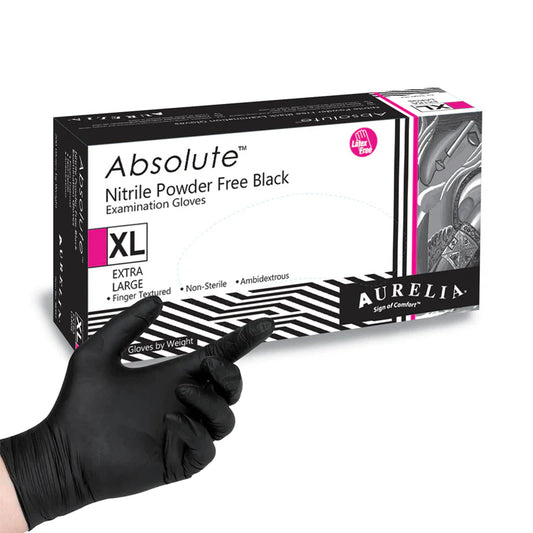 Aurelia Absolute PF Black Nitrile Gloves- Pack of 100