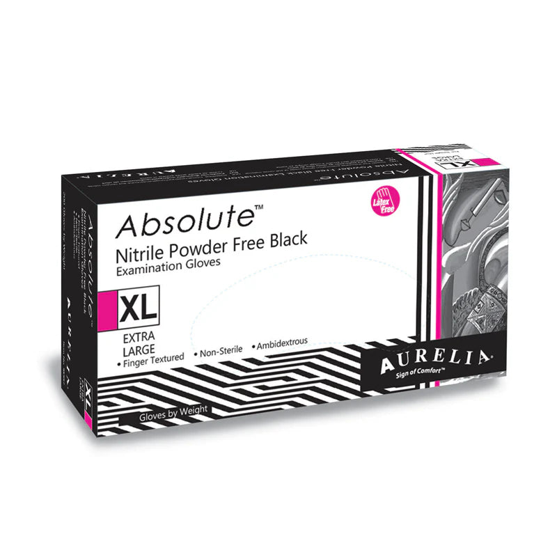 Aurelia Absolute PF Black Nitrile Gloves- Pack of 100