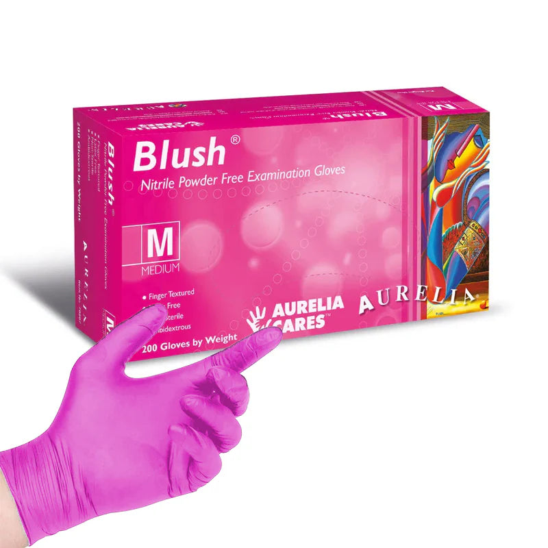 Aurelia Blush PF Pink Nitrile Gloves- Pack of 200