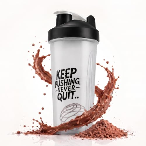 FitOrbit Protein Shaker Bottle, 600ml with Wire Mixing Ball, Leak-Proof, BPA-Free, Dishwasher Safe, Gym Shaker for Protein Shakes, Pre-Workout & Supplements Drinks