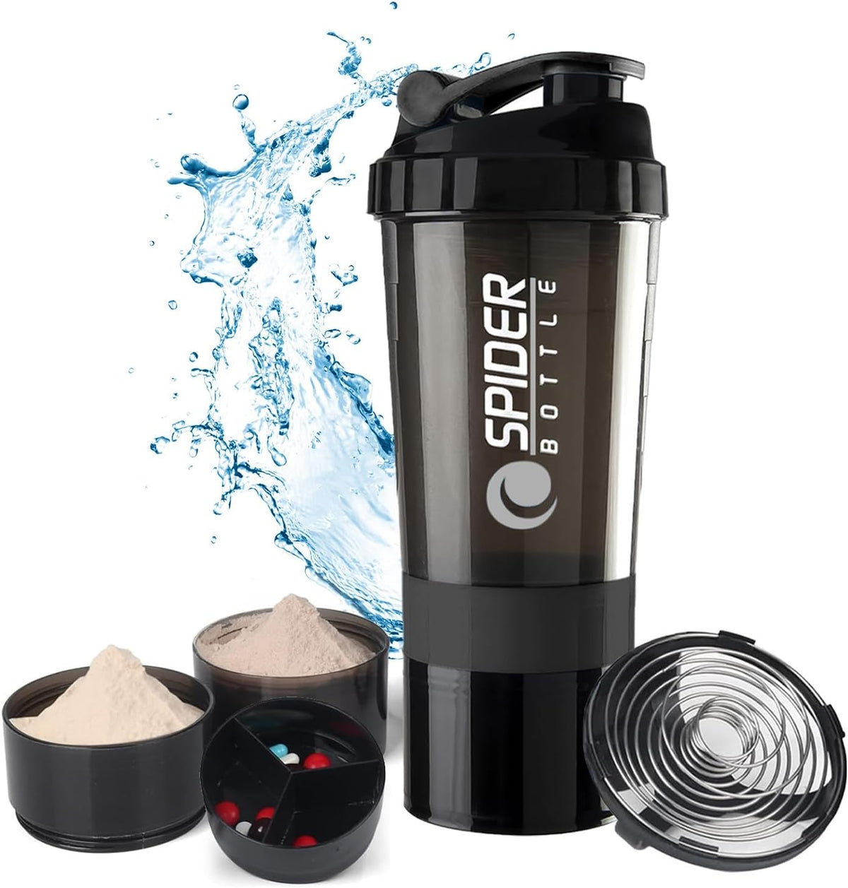 Active 100 Protein Shaker Bottle 500ml With Extra Compartment - Gym Shaker Bottle For Men & Women, Perfect For Protein Shakes & Supplements
