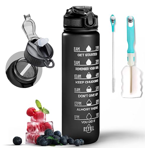 Active 100 Sports Water Bottle with Straw and Time Marking, and 1LCapacity