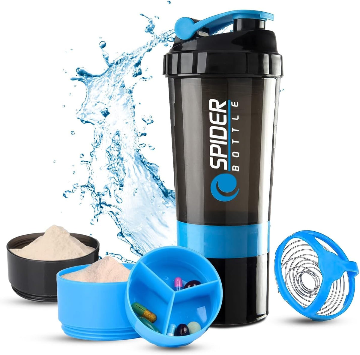 Active 100 Protein Shaker Bottle 500ml With Extra Compartment - Gym Shaker Bottle For Men & Women, Perfect For Protein Shakes & Supplements