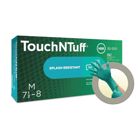 Ansell TouchNTuff 92-500 Green Nitrile Gloves- Pack of 100