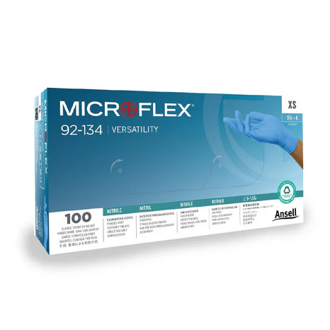 Ansell Microflex 92-134 Blue Nitrile Gloves- Pack of 100