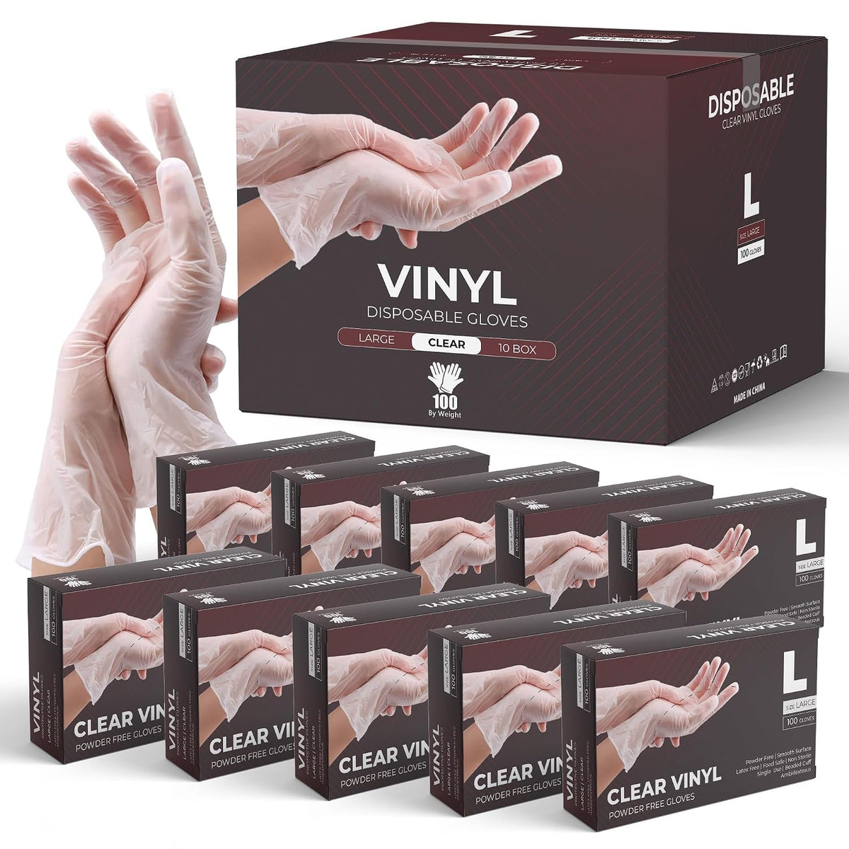 PurGlove Vinyl Multi-Purpose Clear Gloves, Powder Free, Disposable