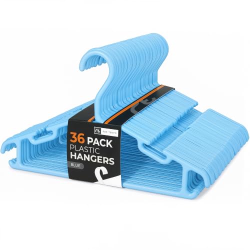 Roe Tenpo Baby Hangers, 36 Pack, Non-Slip Plastic Kids Coat Hangers with Notches, Space Saving Toddler Clothes Organisers for Nursery Wardrobe Storage