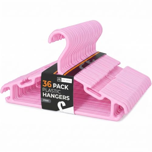 Roe Tenpo Baby Hangers, 36 Pack, Non-Slip Plastic Kids Coat Hangers with Notches, Space Saving Toddler Clothes Organisers for Nursery Wardrobe Storage