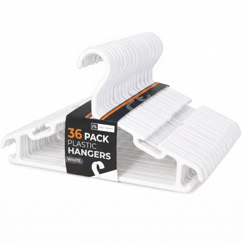 Roe Tenpo Baby Hangers, 36 Pack, Non-Slip Plastic Kids Coat Hangers with Notches, Space Saving Toddler Clothes Organisers for Nursery Wardrobe Storage