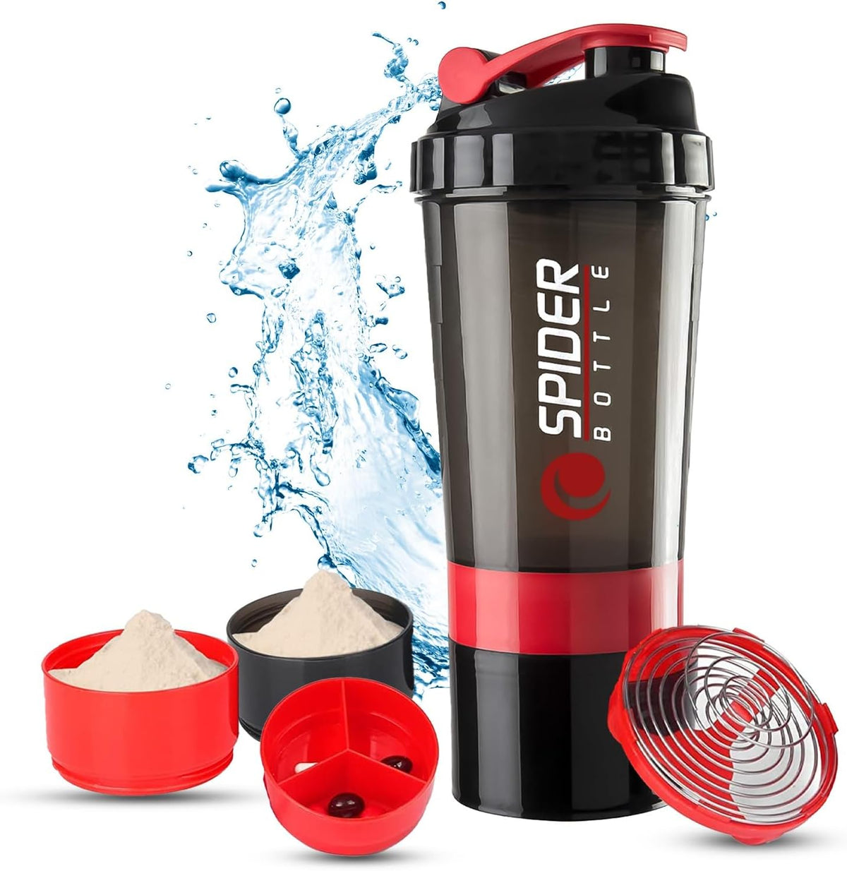 Active 100 Protein Shaker Bottle 500ml With Extra Compartment - Gym Shaker Bottle For Men & Women, Perfect For Protein Shakes & Supplements