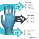 Unigloves Unicare Vinyl Powder Free Gloves Blue- Pack of 100