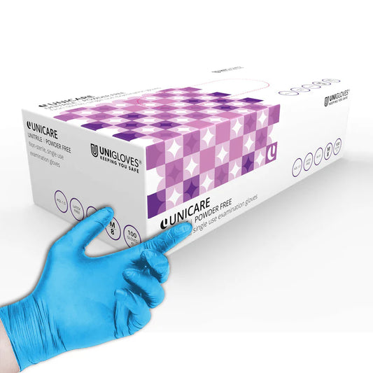 Unigloves Unitrile Vinyl/ Nitrile Hybrid Gloves Blue- Pack of 100