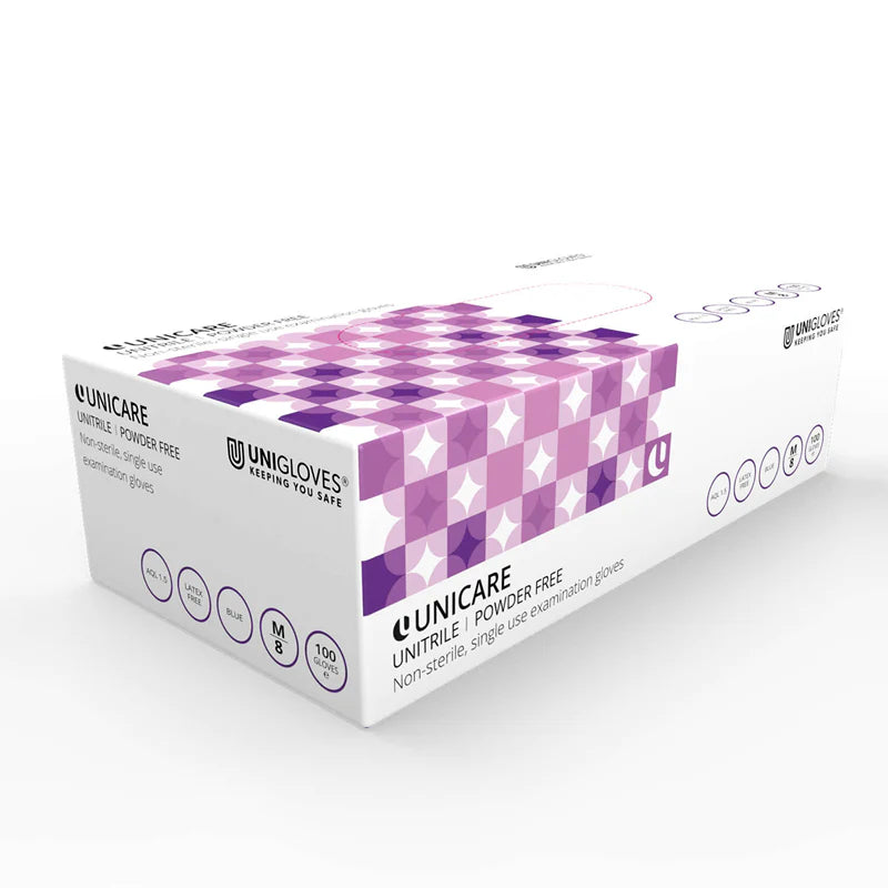 Unigloves Unitrile Vinyl/ Nitrile Hybrid Gloves Blue- Pack of 100
