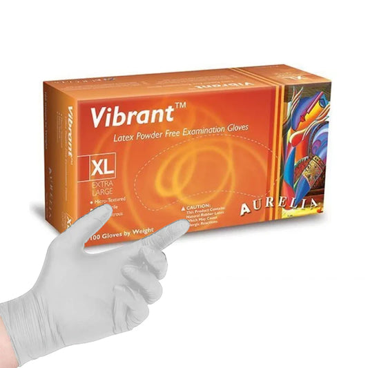 Aurelia Vibrant Powder Free Latex Gloves- Pack of 100