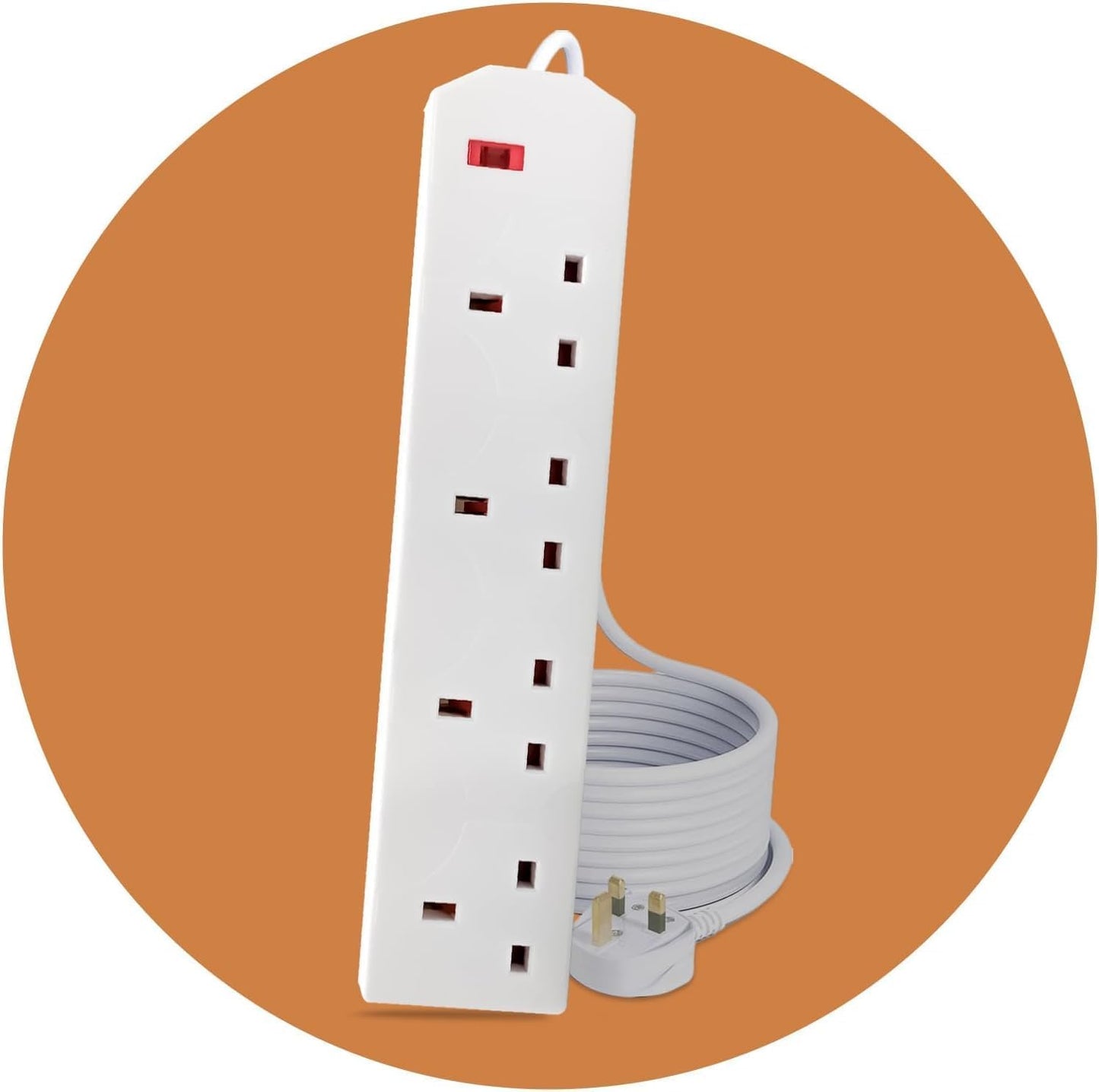 Roe Tenpo Heavy Duty Extension Lead UK Pin Plug and Cable, Multi Socket Mains Strip