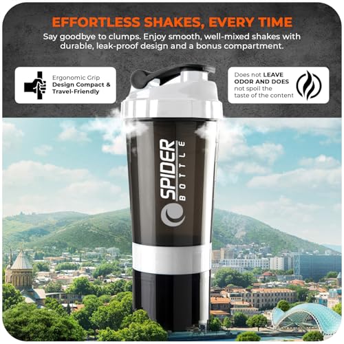 Active 100 Protein Shaker Bottle 500ml With Extra Compartment - Gym Shaker Bottle For Men & Women, Perfect For Protein Shakes & Supplements