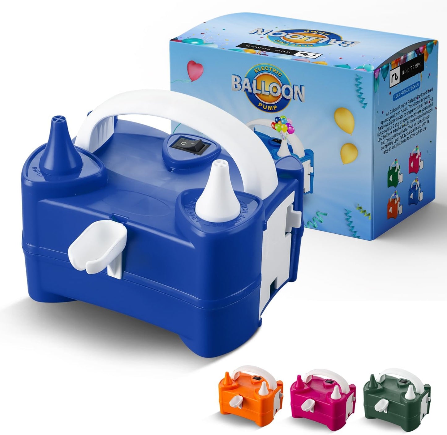 Roe Tenpo Electric Balloon Pump UK, Portable Dual Nozzle Balloon Inflator 220v-240v 600w