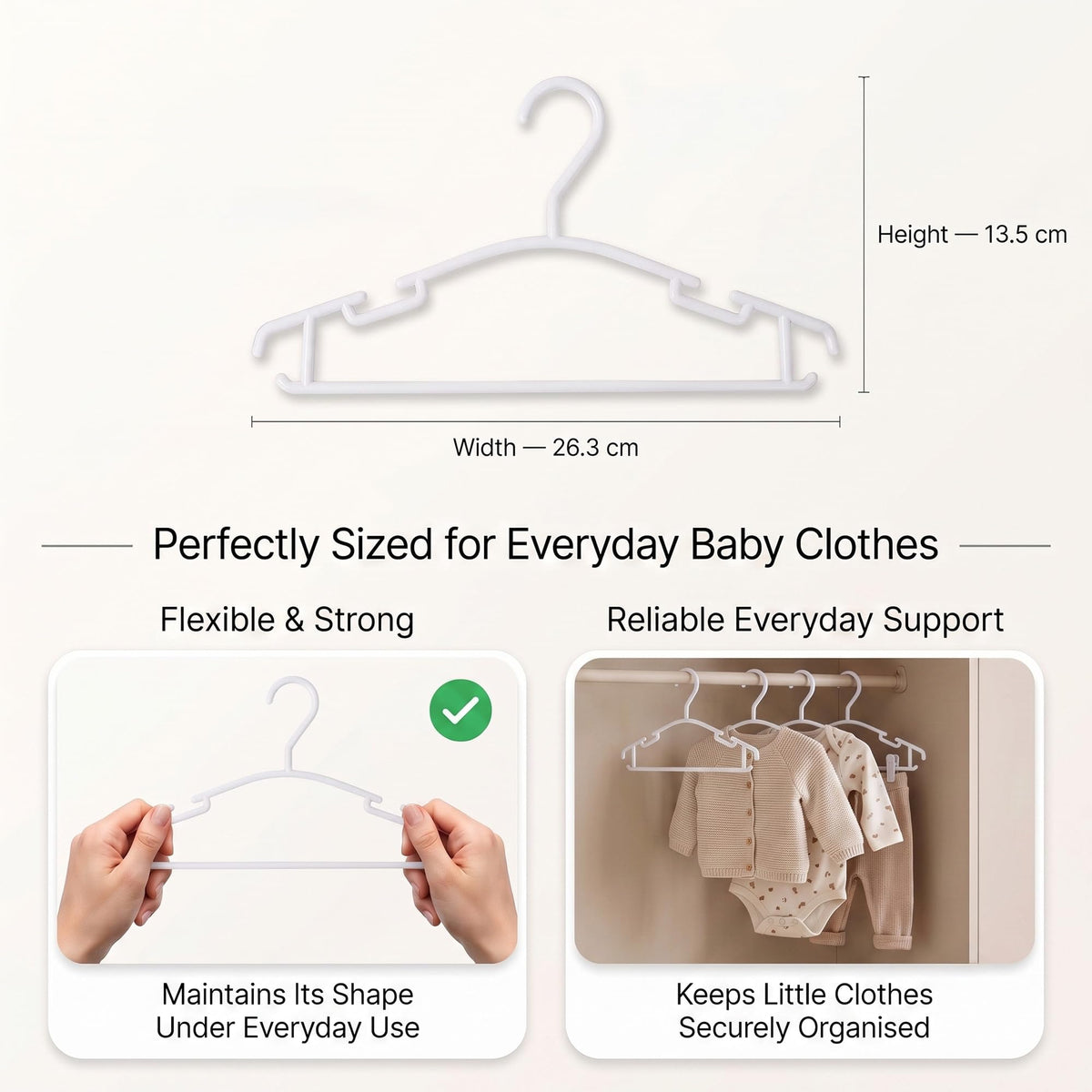 Housezy Baby Clothes Hangers, 36 Pack – Plastic Children's Coat Hangers, Non-Slip, Slim Space Saving Kids Hangers for Dresses, Shirts, Trousers, Skirts & Baby Clothes Storage